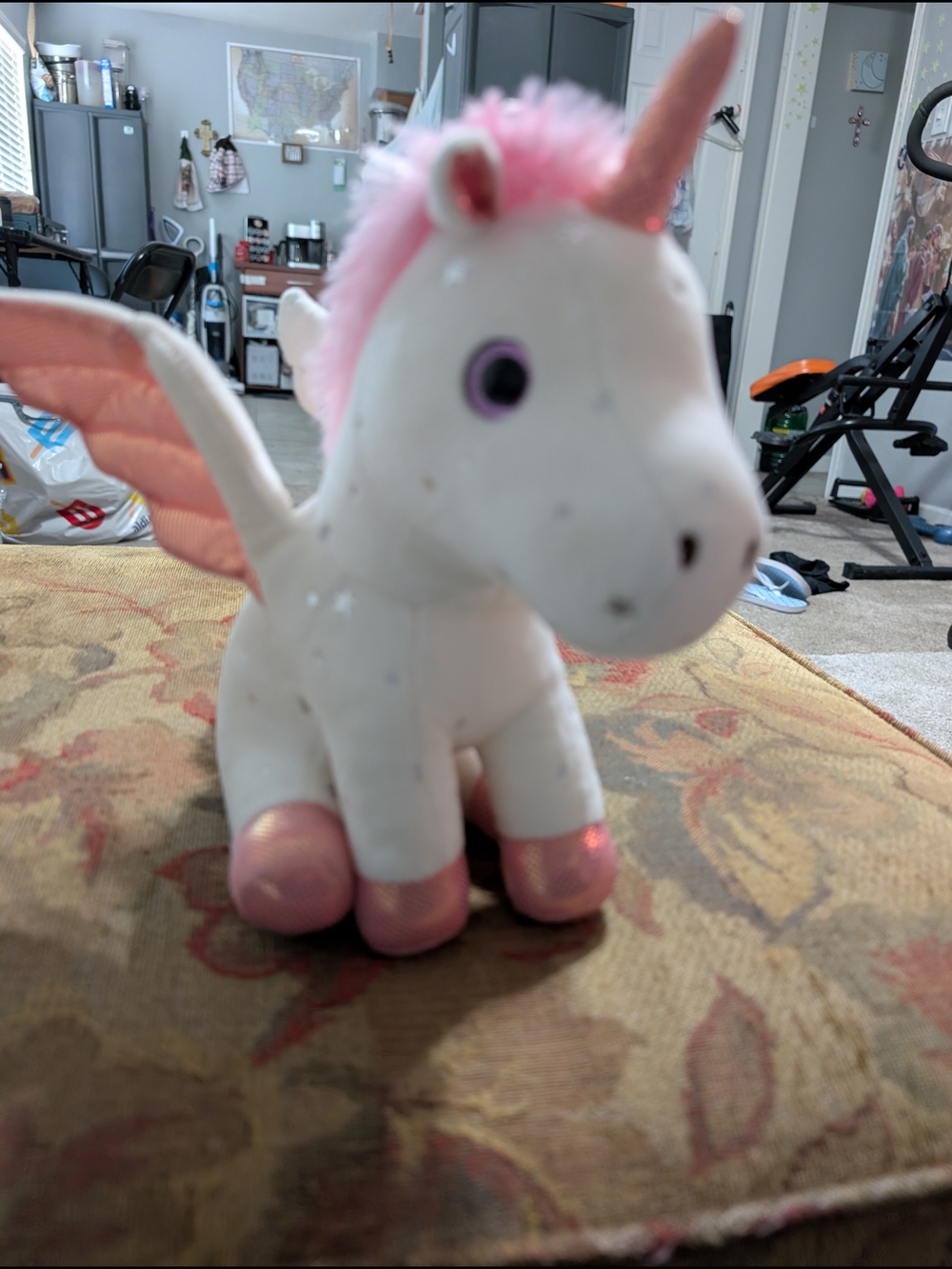 White and Pink Unicorn Plush Toy - Soft Sparkle Pegasus